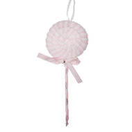 Clayre & Eef | Kerstdecoratie Hanger Lolly Roze Wit 9x2x25 cm | 66114P