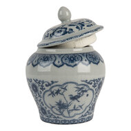 Clayre & Eef | Decoratie pot met deksel Grijs Blauw ø 9x13 cm | 6CE2143