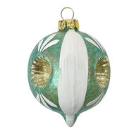 Clayre & Eef | Kerstbal Blauw Wit ø 5x7 cm | 6GL4707
