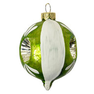 Clayre & Eef | Kerstbal Groen Wit ø 5x7 cm | 6GL4709