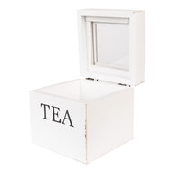 Clayre & Eef | Theedoos Wit Zwart 12x12x12 cm | 6H2397