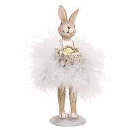 Clayre & Eef | Decoratie Konijn Beige Grijs 6x6x17 cm | 6PR5250