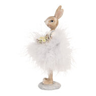 Clayre & Eef | Decoratie Konijn Beige Grijs 6x6x17 cm | 6PR5250