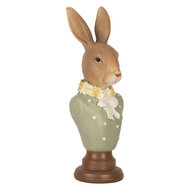 Clayre & Eef | Decoratie Beeld Konijn Bruin Groen 6x5x18 cm | 6PR5364