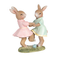 Clayre & Eef | Decoratie Beeld Konijn Beige Roze 8x3x8 cm | 6PR5437