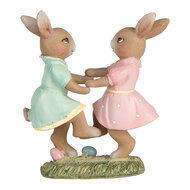 Clayre & Eef | Decoratie Beeld Konijn Beige Roze 8x3x8 cm | 6PR5437