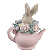 Clayre & Eef | Beeld Konijn 12x8x14 cm Beige Roze Kunststof | 6PR5170
