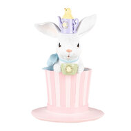 Clayre &amp; Eef | Decoratie Konijn op hoed Wit Roze &oslash; 18x26 cm | 6PR5221