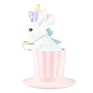 Clayre &amp; Eef | Decoratie Konijn op hoed Wit Roze &oslash; 18x26 cm | 6PR5221