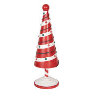 Clayre & Eef | Kerstdecoratie Kerstboom Rood Wit ø 12x36 cm | 6Y5734