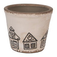 Clayre & Eef | Bloempot Binnen Beige Zwart ø 12x11 cm | 6CE2123S