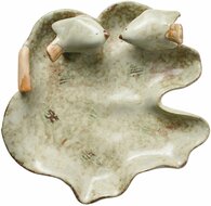 Clayre & Eef | Decoratie schaal Blad 16x16x5 cm Groen Keramiek| 6CE2163