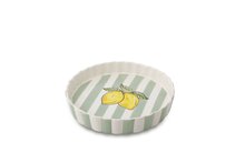 Quicheschaal taartvorm Fruity Citron serveerschaal handgemaakt Ø 24 rond groen wit | QU.CI.30 | Dishes & Deco