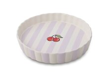 Quicheschaal taartvorm Fruity Cherry serveerschaal handgemaakt Ø 24 rond paars wit | QU.CE.30 | Dishes & Deco