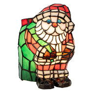 Clayre & Eef | Tiffany Tafellamp Kerstman Rood Wit 17x11x22 cm E14/max 1x15W | 5LL-9360