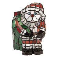 Clayre & Eef | Tiffany Tafellamp Kerstman Rood Wit 17x11x22 cm E14/max 1x15W | 5LL-9360