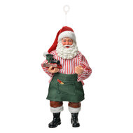 Clayre & Eef | Kerstdecoratie Hanger Kerstman Rood Groen 9x6x17 cm | 66241