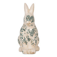 Clayre & Eef | Decoratie Beeld Konijn Beige Groen 13x10x21 cm | 6CE1955M