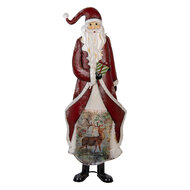 Clayre & Eef | Kerstdecoratie Kerstman Rood Wit 33x16x85 cm | 5Y1317