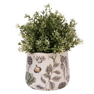 Clayre &amp; Eef | Bloempot Binnen Beige Groen &oslash; 14x12 cm | 6CETKG0001S