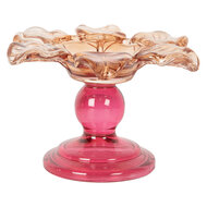 Clayre &amp; Eef | Glazen Theelichthouder Oranje Roze &oslash; 14x9 cm | 6GL5339