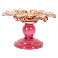 Clayre &amp; Eef | Glazen Theelichthouder Oranje Roze &oslash; 14x9 cm | 6GL5339