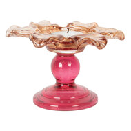 Clayre &amp; Eef | Glazen Theelichthouder Oranje Roze &oslash; 14x9 cm | 6GL5339