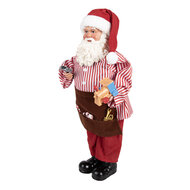 Clayre & Eef | Kerstdecoratie Kerstman Rood Wit 22x19x45 cm | 66227