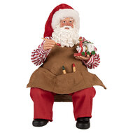 Clayre & Eef | Kerstdecoratie Kerstman Rood Bruin 13x10x28 cm | 66230