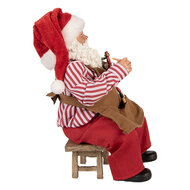 Clayre & Eef | Kerstdecoratie Kerstman Rood Bruin 13x10x28 cm | 66230