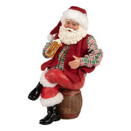 Clayre &amp; Eef | Kerstdecoratie Kerstman Rood Groen 13x13x24 cm | 66231