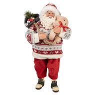Clayre & Eef | Kerstdecoratie Kerstman Rood Wit 13x13x28 cm | 66232