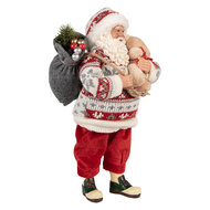 Clayre & Eef | Kerstdecoratie Kerstman Rood Wit 13x13x28 cm | 66232