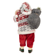 Clayre & Eef | Kerstdecoratie Kerstman Rood Wit 13x13x28 cm | 66232