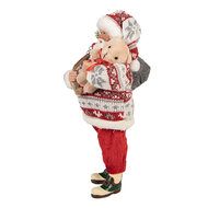 Clayre & Eef | Kerstdecoratie Kerstman Rood Wit 13x13x28 cm | 66232