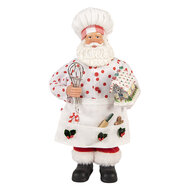 Clayre & Eef | Kerstdecoratie Kerstman Wit Rood 15x10x28 cm | 66233