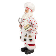 Clayre & Eef | Kerstdecoratie Kerstman Wit Rood 15x10x28 cm | 66233