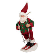 Clayre & Eef | Kerstdecoratie Kerstman Rood Groen 15x13x28 cm | 66235