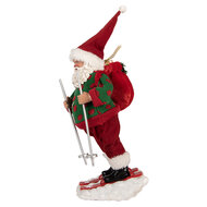 Clayre & Eef | Kerstdecoratie Kerstman Rood Groen 15x13x28 cm | 66235