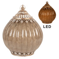 Clayre &amp; Eef | Decoratie met LED Beige &oslash; 15x19 cm / 2xAAA | 6GL5218