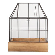 Clayre & Eef | Decoratie Kweekkasje Transparant Bruin 26x17x32 cm | 6GL5363