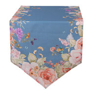 Clayre &amp; Eef | Tafelloper Blauw Beige 50x160 cm | FFA65BL