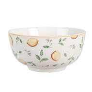 Clayre &amp; Eef | Soepkom Wit Geel &oslash; 14x7 cm / 500 ml | LELBO