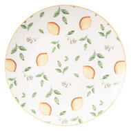 Clayre &amp; Eef | Servies Ontbijtbord Wit Geel &oslash; 20x2 cm | LELDP