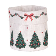 Clayre &amp; Eef | Broodmandje Beige Groen Rood &oslash; 15x16 cm | TCH50