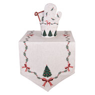 Clayre &amp; Eef | Broodmandje Beige Groen Rood &oslash; 15x16 cm | TCH50