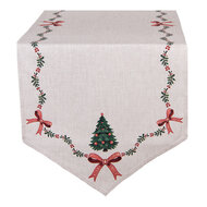 Clayre &amp; Eef | Tafelloper Beige Groen Rood 50x160 cm | TCH65