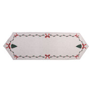 Clayre &amp; Eef | Tafelloper Beige Groen Rood 50x160 cm | TCH65