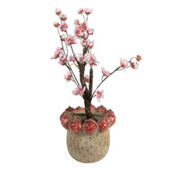 Clayre &amp; Eef | Bloempot Binnen Beige Rood &oslash; 19x16 cm | 6TE0588L