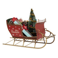 Clayre &amp; Eef | Kerstdecoratie Slee Rood Goudkleurig 30x15x22 cm | 6Y5870